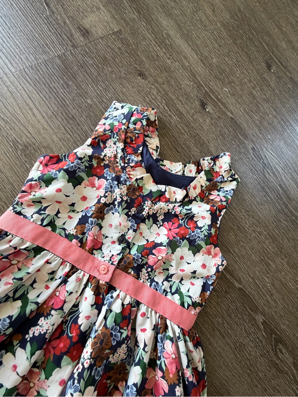 Janie and Jack Navy Floral Dress with Pink Trim - Picture 5 of 5